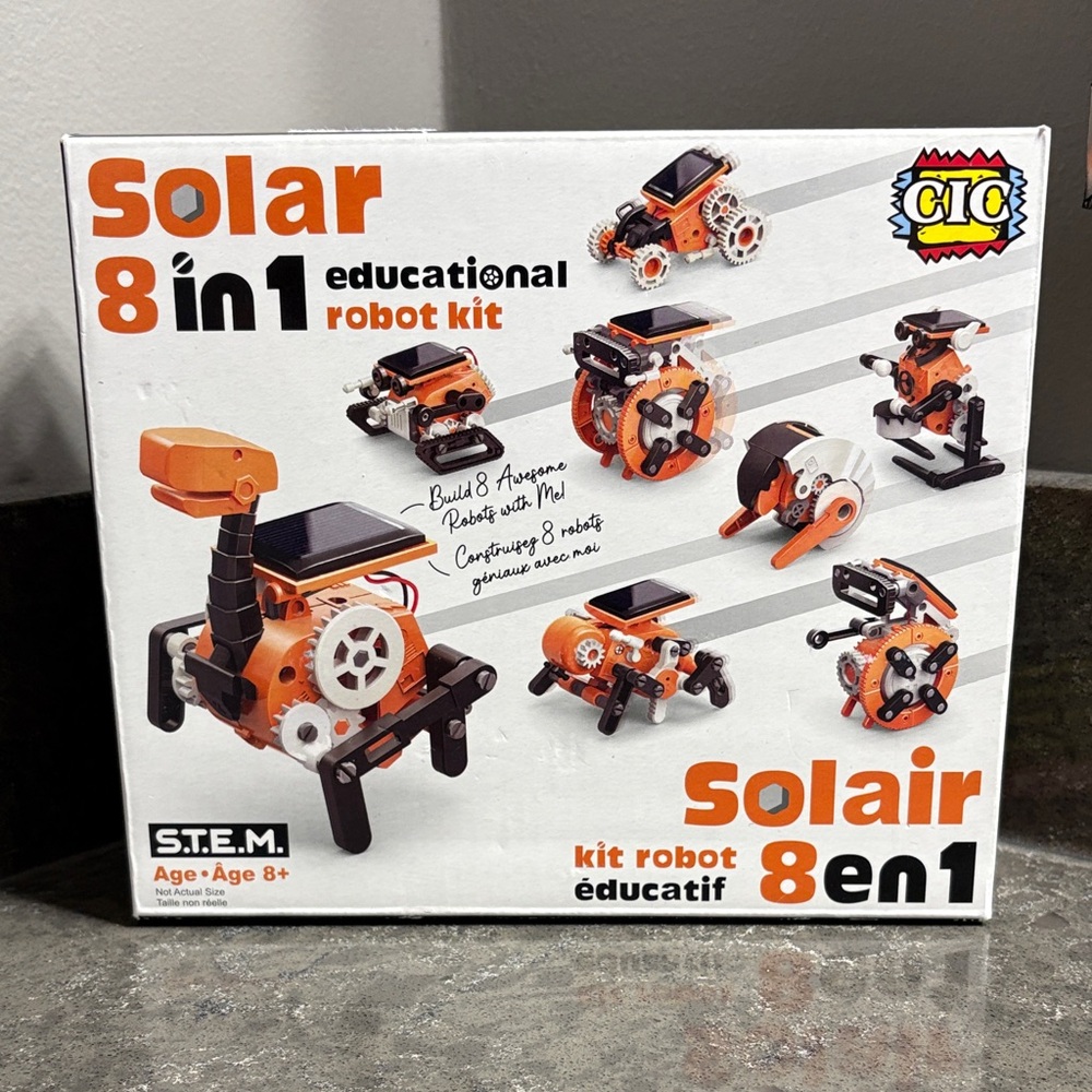 STEM Solar 8-in-1 Educational Robot Kit - Orange and White